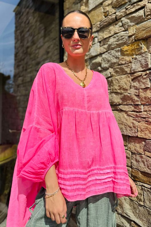 Made in Italy Sa Caleta Cotton Artist Smock Popsicle Pink